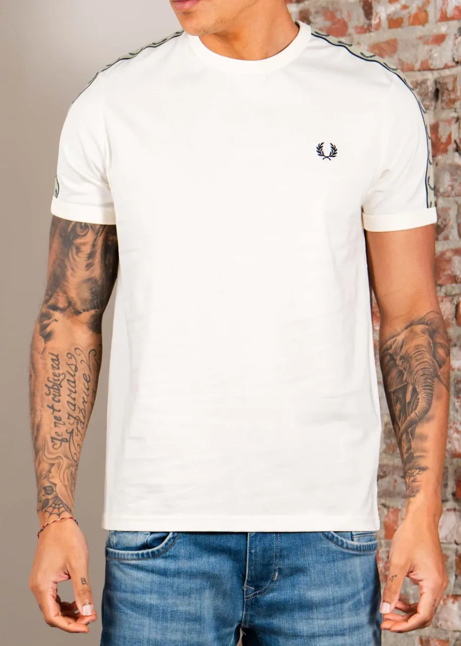 Fred Perry Contrast tape ringer t-shirt - ecru navy