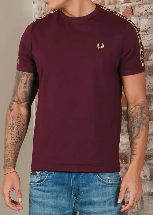 Fred Perry Contrast tape ringer t-shirt - oxblood champagne