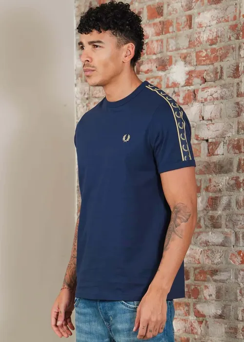 Fred Perry Contrast tape ringer t-shirt - tennis blue champagne