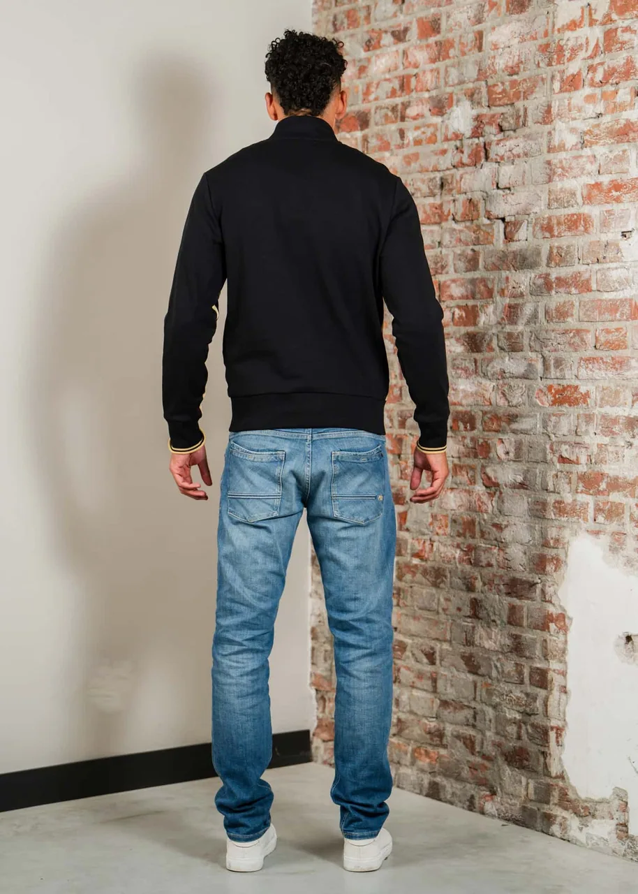 Ansicht 3 von Fred Perry Stripe tape half zip sweatshirt - black champagne