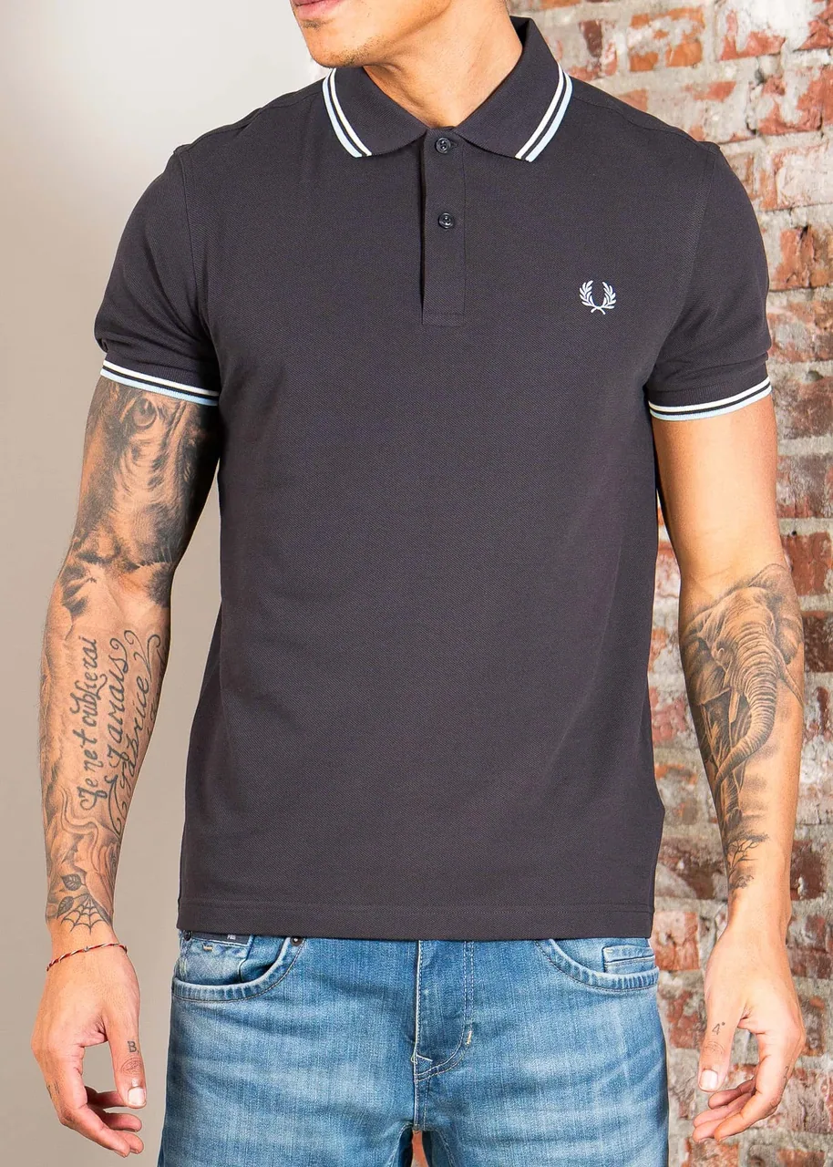 Fred Perry Twin Tipped Polo - anchor grey ecru ball boy blue