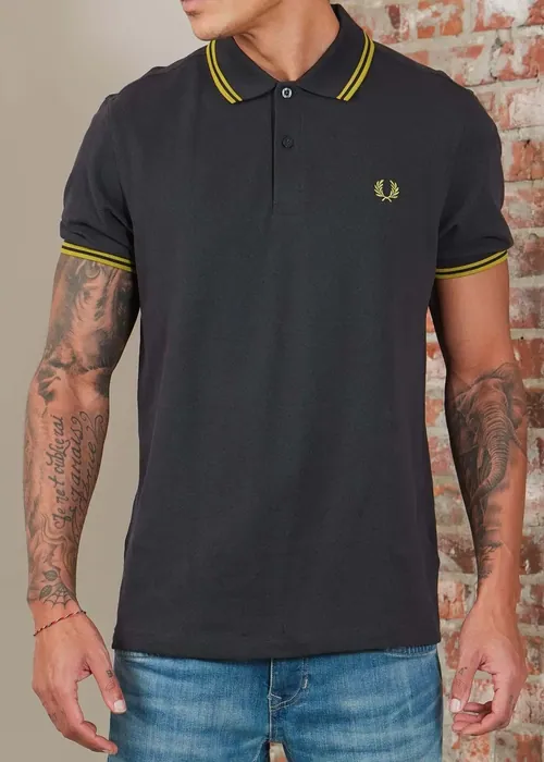 Fred Perry Twin Tipped Polo - Court Green Snow White Navy