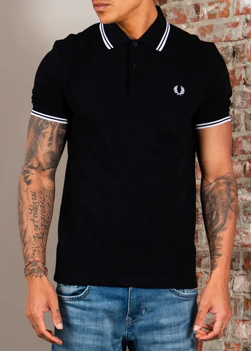 Fred Perry Twin Tipped Polo - black white white