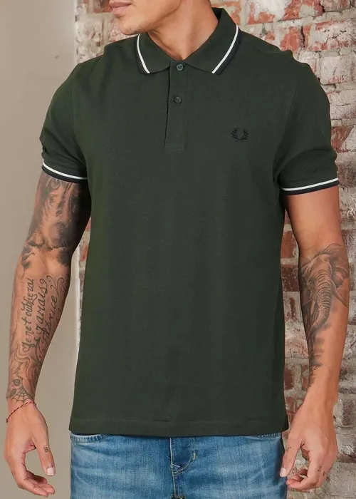 Fred Perry Twin Tipped Polo - crtgrn snwt nvy