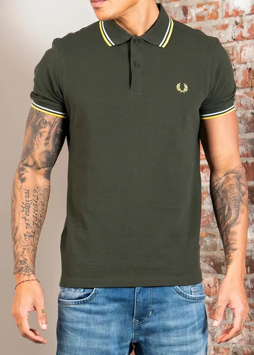 Fred Perry Twin Tipped Polo - hunting green light ice lenom barley