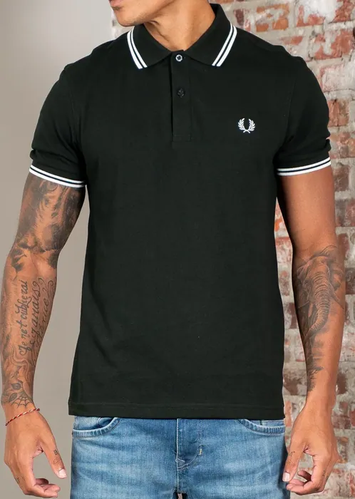 Fred Perry Twin Tipped Polo - night green snow white snow white