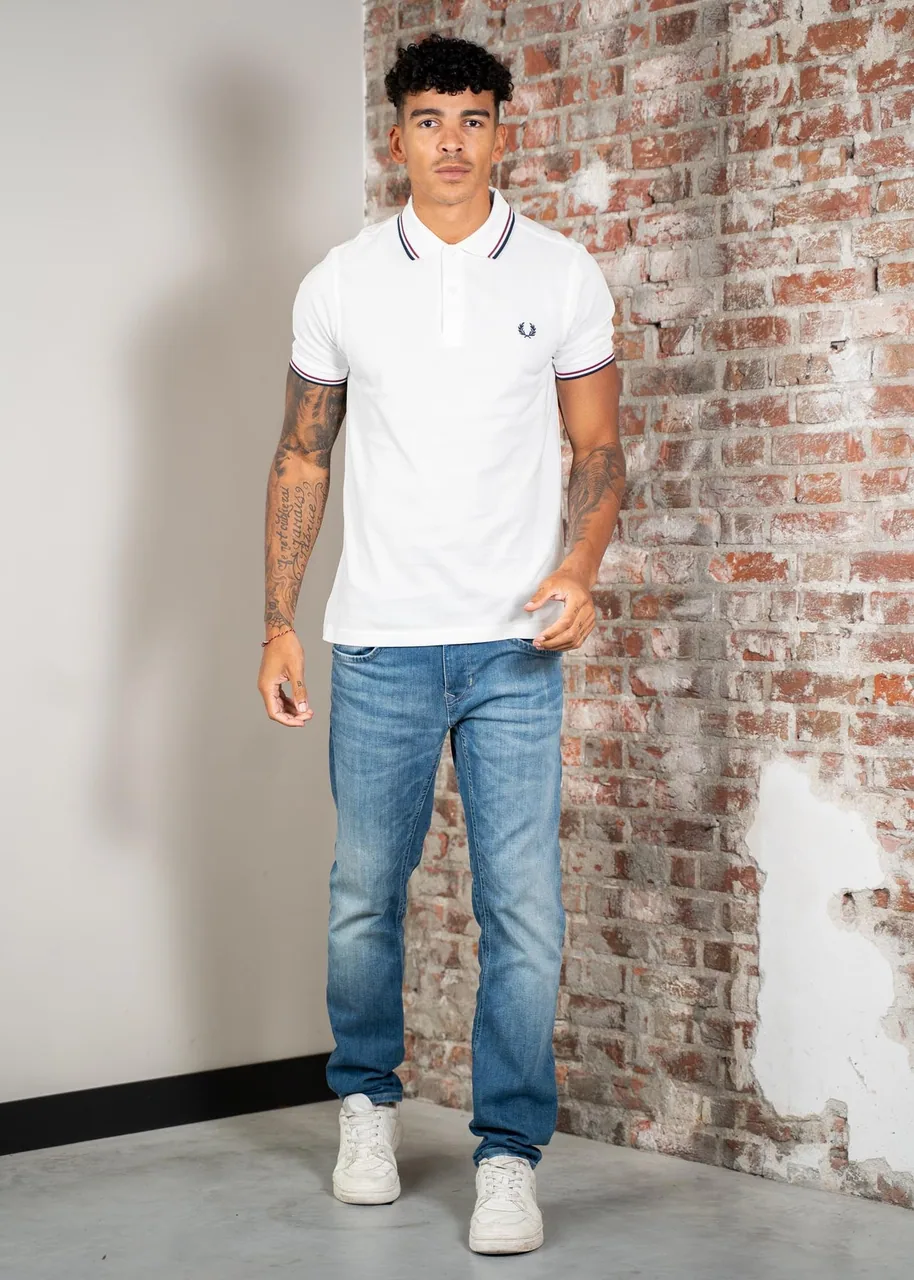 Ansicht 2 von Fred Perry Twin Tipped Polo - snow white burnt red navy