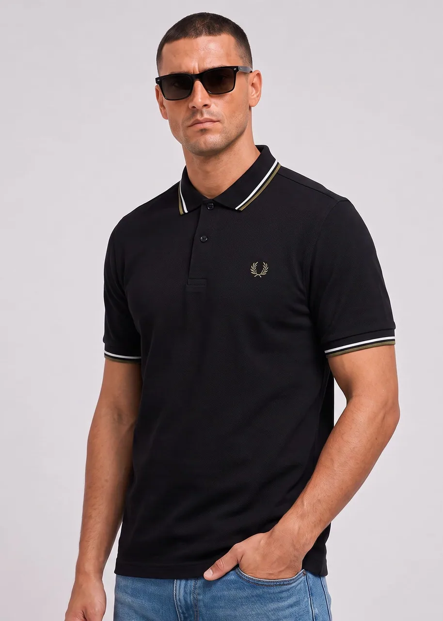 Ansicht 2 von Fred Perry Twin Tipped Polo - black ecru laurel wreath green