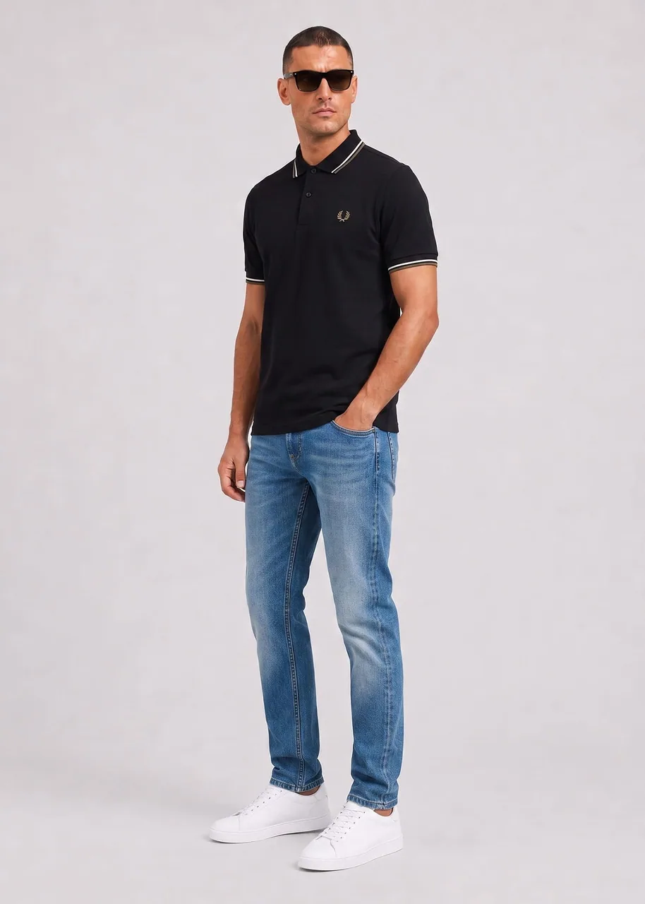 Ansicht 3 von Fred Perry Twin Tipped Polo - black ecru laurel wreath green