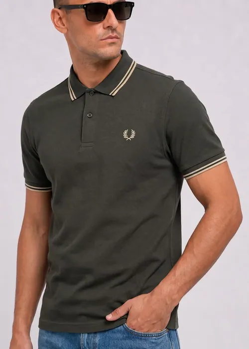 Fred Perry Twin Tipped Polo - field green oatmeal