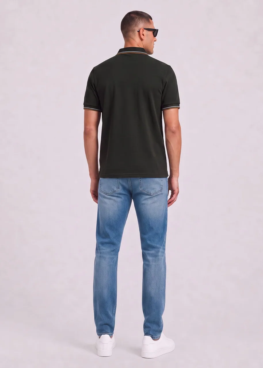 Ansicht 3 von Fred Perry Twin Tipped Polo - night green dusky blue dark caramel