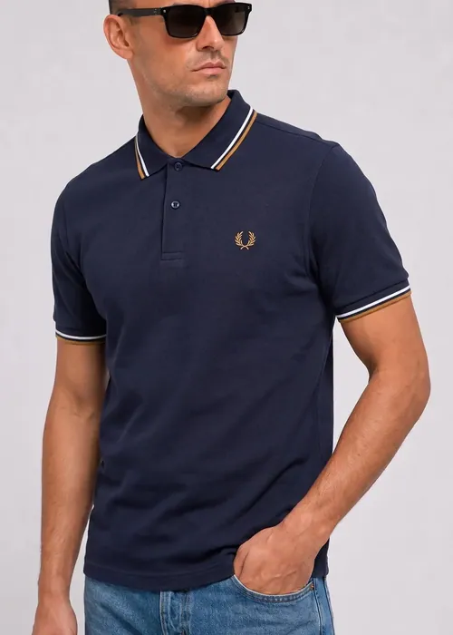 Fred Perry Twin Tipped Polo - twilight navy snow white dark caramel