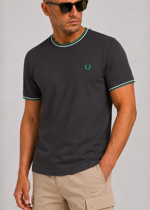 Fred Perry Twin tipped t-shirt - anchor grey light ice sport green