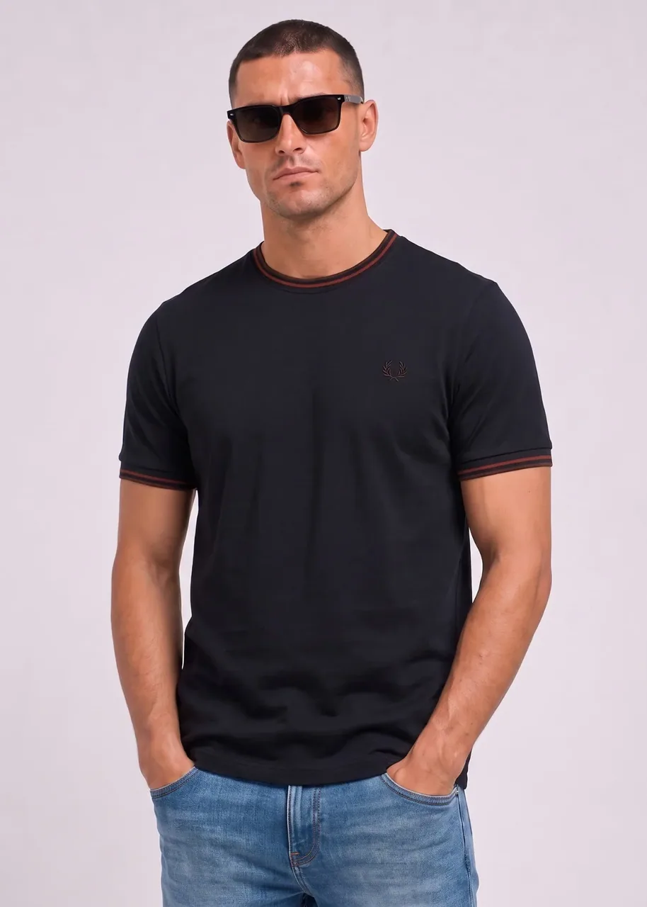 Fred Perry Twin tipped t-shirt - navy brandy rich brown