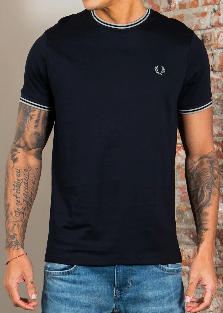 Fred Perry Twin tipped t-shirt - navy seagrass