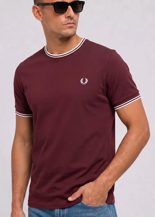Fred Perry Twin tipped t-shirt - oxblood ecru