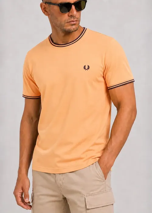 Fred Perry Twin tipped t-shirt - peach french navy french navy